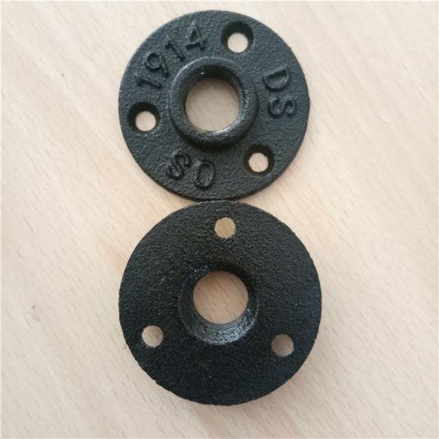 Black Malleable Iron Floor Flange Threaded 1/2 and 3/4 Inch For Furniture