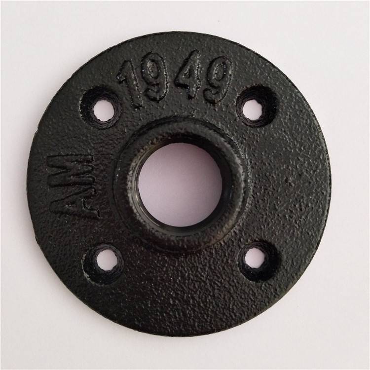 3/4'' Malleable Black Iron Floor Flange Pipe Threaded Bearing Fittings for Industrial Furniture/DIY Decor (3/4 inch)