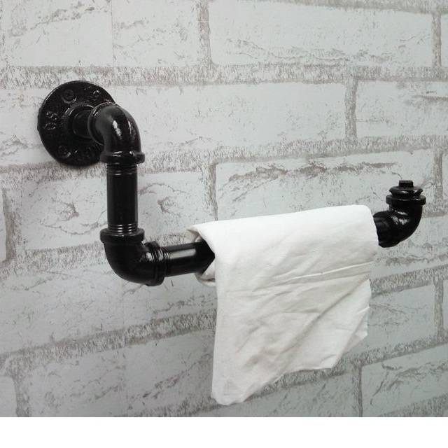 Retro Cast Iron America Style Flange Black Industrial Pipe Towel Hanger Wall Hook