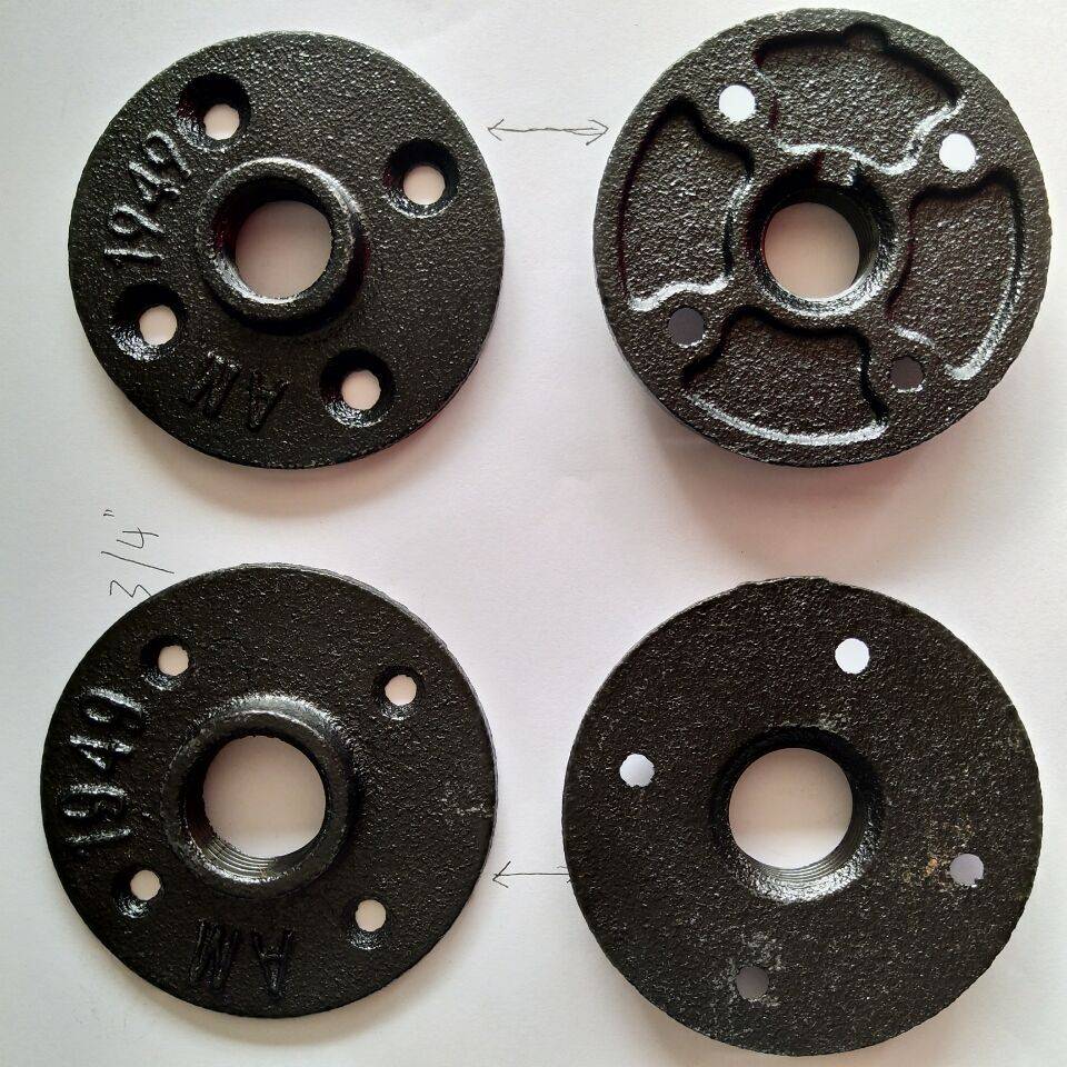 Floor Flange Black Malleable Iron Threaded 1/2 and 3/4 Inch pipe fittings