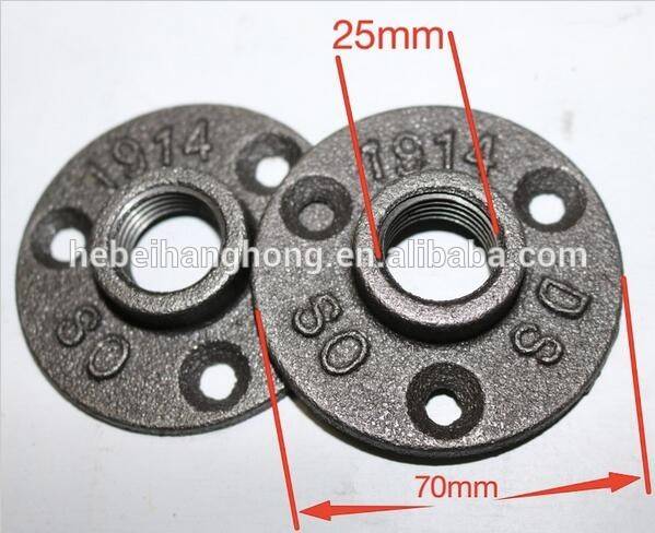 Female Connection and Casting Technics Floor Flange Black Malleable Iron