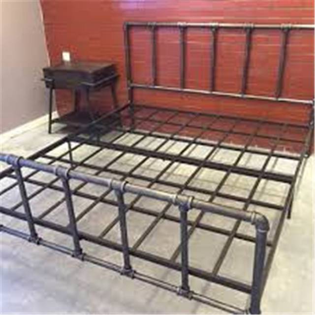 vintage industrial metal bed with malleable cast iron black pipe fitting floor flange