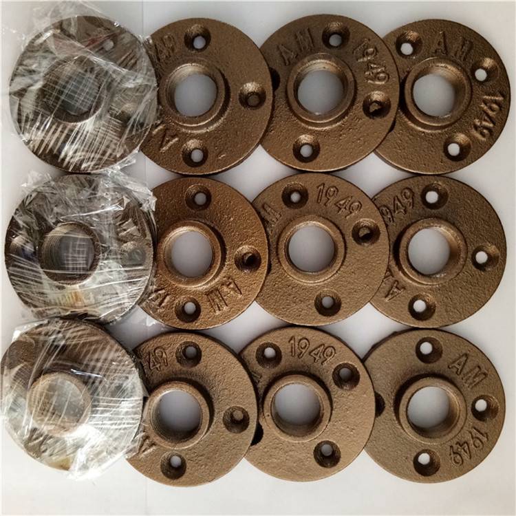 1/2'' Brass color malleable iron pipe floor flange