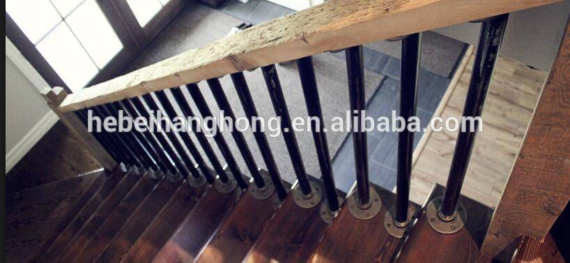 black malleable iron handrail floor flange pipe fitting