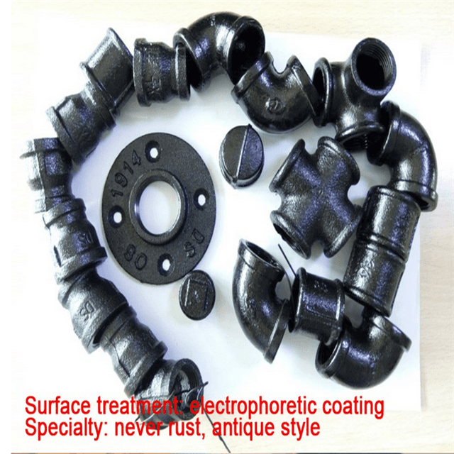 wrought malleable cast iron pipe fittings floor flange elbows used in home decoration
