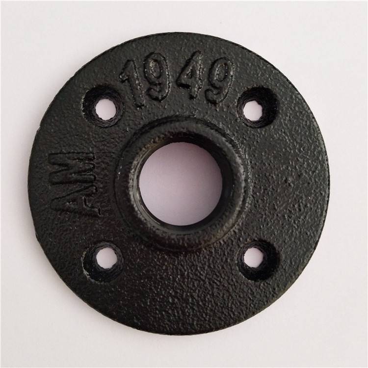1/2" 3/4" Floor Flange Iron Pipe Fittings Malleable Iron Pipe Fittings 3-holes Flanges For Handrail Wall Mount BST Threaded