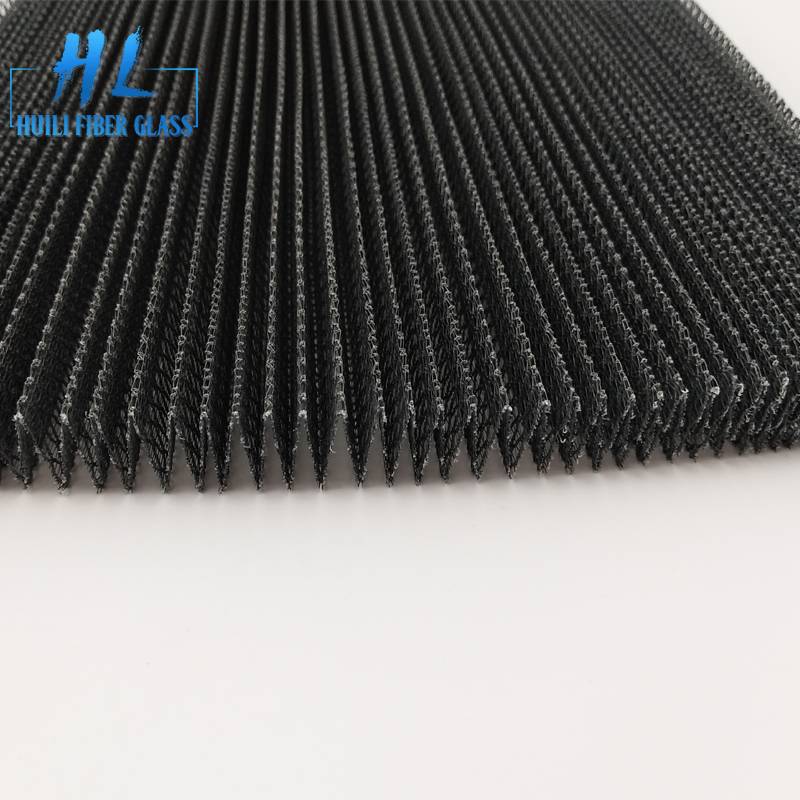 Polyester pleated screen mesh 16mm black color from Huili factory Featured Image