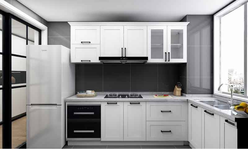 Modern White Kitchen Cabinets L-shaped