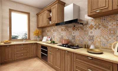 L-shaped Kitchen Design in American Style 88ft²