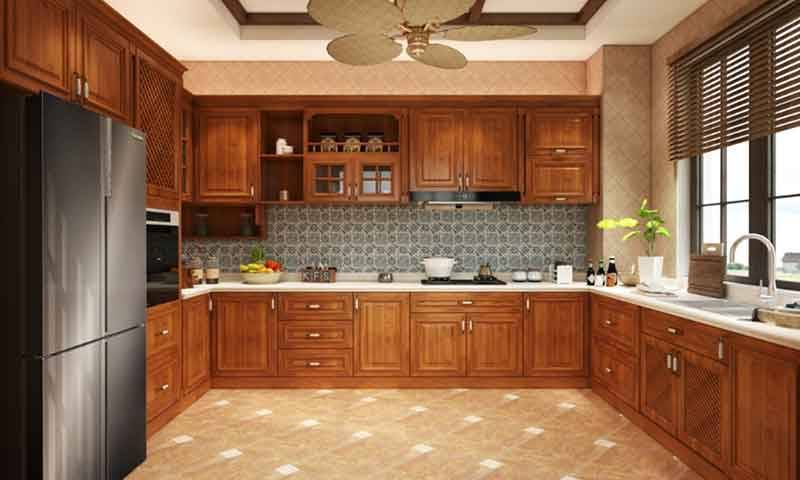 Kitchen Cabinet in Southeast Asia Style with Ceiling Fans