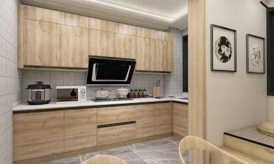 U-shaped Kitchen Design and Custom Cabinet in Japanese Style