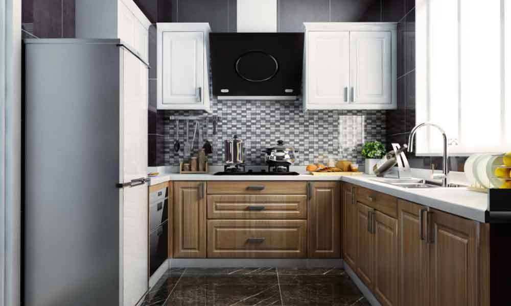 farmhouse grey and white kitchen cabinets