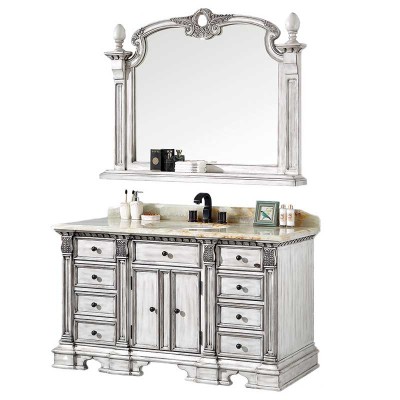 Antique White Bathroom Cabinet, European 60-inch Bathroom Vanity