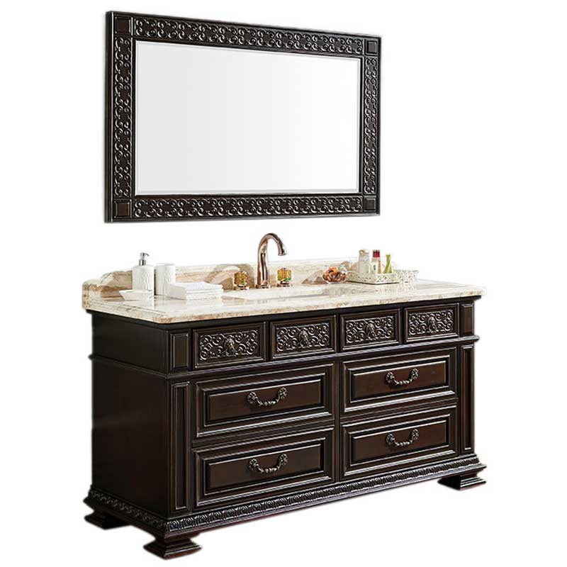 Classical 60-inch Bathroom Vanity Cabinet, Marble Bathroom Cabinet