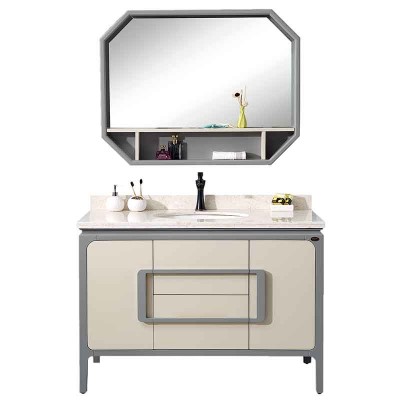 Vanidade de 48 polgadas con lavabo, armario de madeira con espello para baño