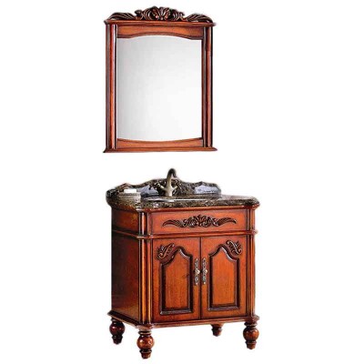 30-inch Antique Bathroom Vanity, Bathroom Floor Cabinet with Mirror