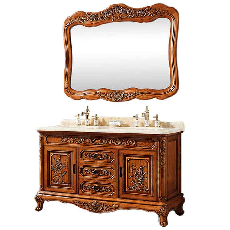 54-inch Bathroom Cabinet with Marble Tops | Double Sink Vanity