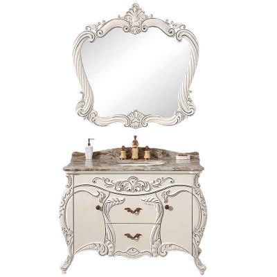 White 48-inch Bathroom Vanity with Sink, Bathroom Mirror Cabinet