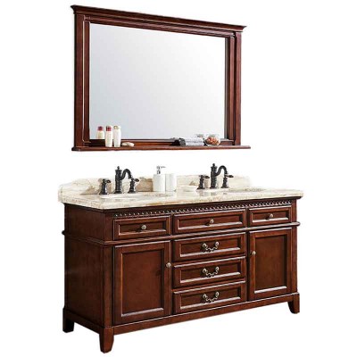 60-inch Double Sink Bathroom Vanity, Oak Dual Sink Vanity Cabinets