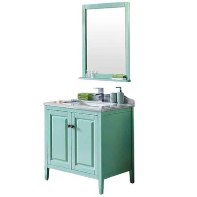 32インチの小さなバスルームの洗面化粧台、トップ付きの木製バスキャビネット