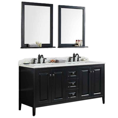 Oak Wooden Black Bathroom Vanity, Bathroom Double Sink Cabinets