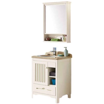 24-inch kleine badkamer ijdelheid, wit badkamermeubel met spiegel