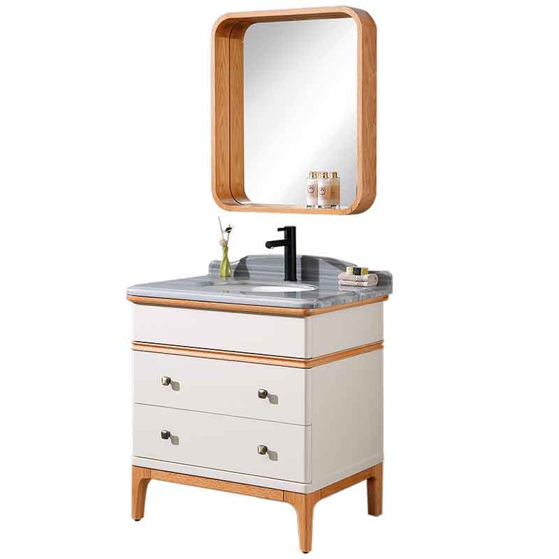 Single Bathroom Vanity with Tops, Wood Bathroom Sink and Cabinet