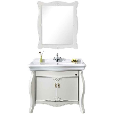 40-inch Bathroom Single Sink Vanity, Wooden White Bathroom Cabinet