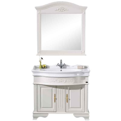 40-inch White Bathroom Vanity, Oak Wooden Bathroom Mirror Cabinet
