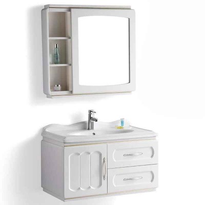 Ivory White dinding bilik mandi Hung Vanity dengan cermin dan tenggelam 36-inci