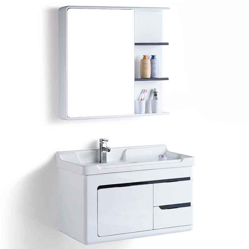 Bathroom Wall Sink Cabinet with Mirror and Drawers 32-inch