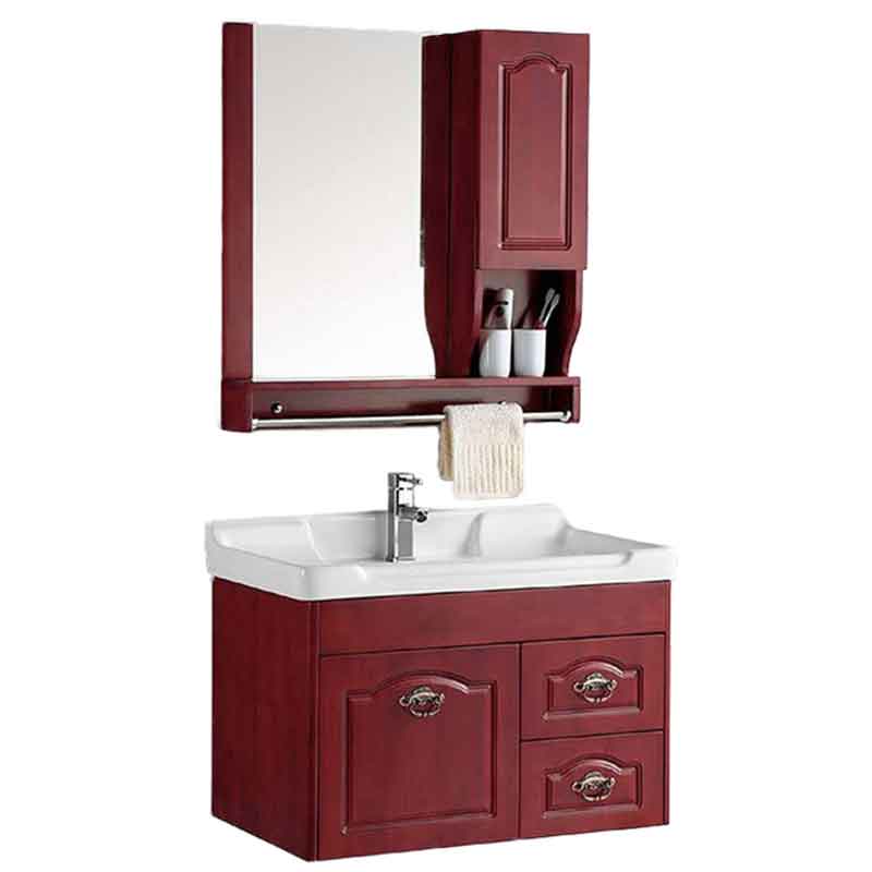 Wood Wall Hung Bathroom Sink Cabinets 32-inch with Mirror and Tops