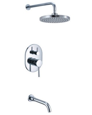 Rain Shower with Round Tub Spout, Shower Head and Faucet