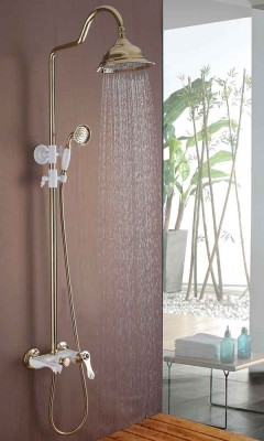 Luxury Bathroom Shower with Antique Brass Shower Mixer