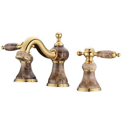 Widespread Bathroom Faucet 2 Handle Made by Brass and Jade