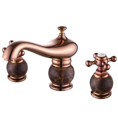 Gold Widespread Bathroom Faucet 2 Handle Luxury Style