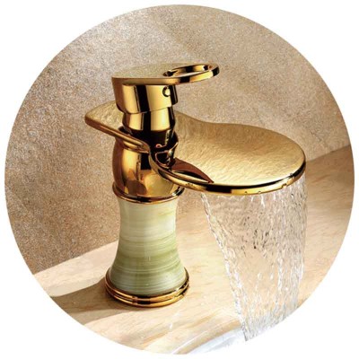 Gold Waterfall Single Hole Bathroom Faucet | Tap Factory