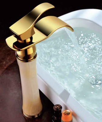 Waterfall Vessel Faucet Gold | Waterfall Bath Mixer Tap