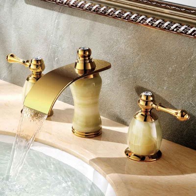 Widespread Waterfall Bathroom Sink Faucet 2 Handle
