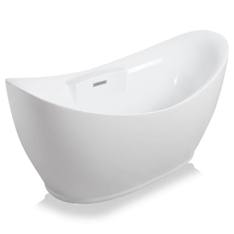 Free-standing Bathtub 59 inch with Overflow and Drain