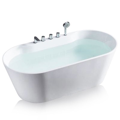 Stand-alone Bath Tub with Deck-mounted Shower | Custom Made Acrylic Bathtub