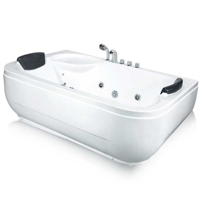 Stand Alone Whirlpool Tub | Freestanding Rectangular Bathtub for 2 Persons