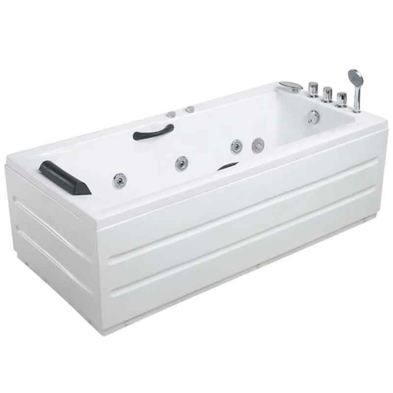 Alcove Whirlpool Bathtub with Hand Bars | Acrylic Alcove Soaking Tub