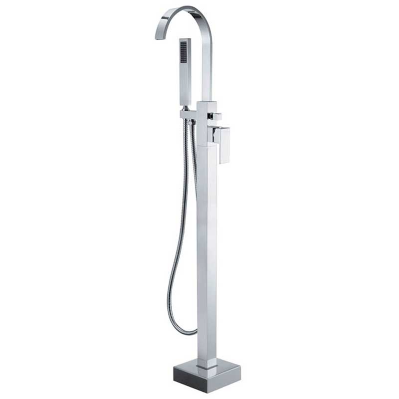 Freestanding Tub Faucet in Chrome | Floor Mounted Bathtub Faucet with Sprayer