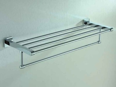 Towel Holder with 2 Shelves | 25 inch Towel Hanger in Chrome
