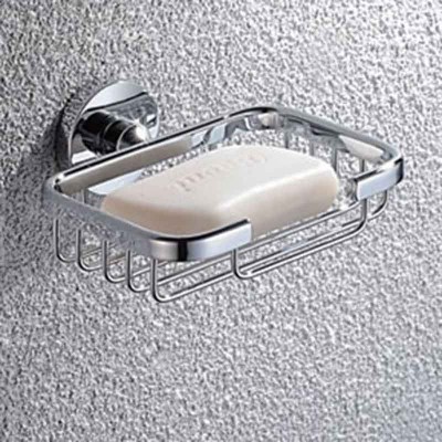 Bathtub Soap Dish with Grid | Bathroom Soap Basket in Chrome