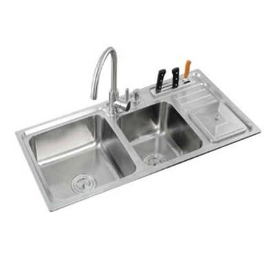 36 inch Double Bowl Undermount Kitchen Sink with Drainboard