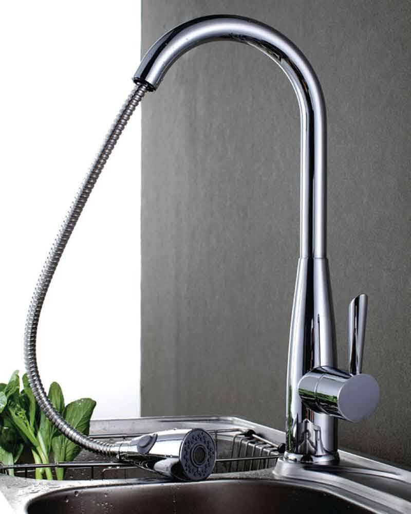 Single-Handle Pull Down Kitchen Faucet with Dual Function Spray in Chrome