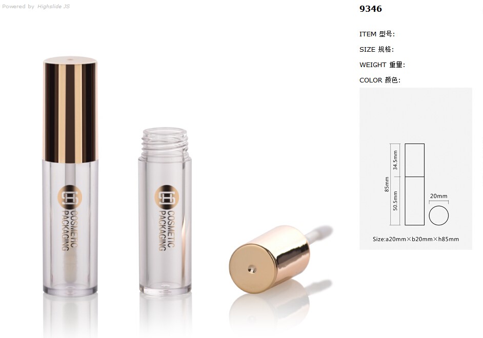 Wholesale empty luxury gold round lipgloss tube container packaging with applicator