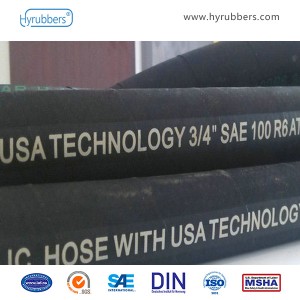 100% Original Factory Msha Certificate Sae100 R6 En854 R6 One Layer Textile Reinforcement Rubber Hydraulic Hose